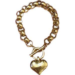GIVENCHY Gold Heart Charm Toggle Bracelet